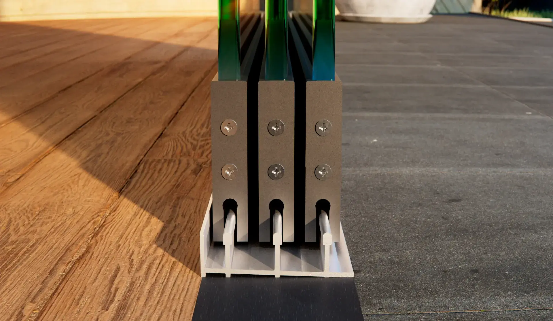 Steellook glazen schuifwand met 3 rails vooraanzicht van de 3 schuifwanden