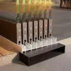Steellook glazen schuifwand met 7 rails, uiteinde van de wanden zijaanzicht
