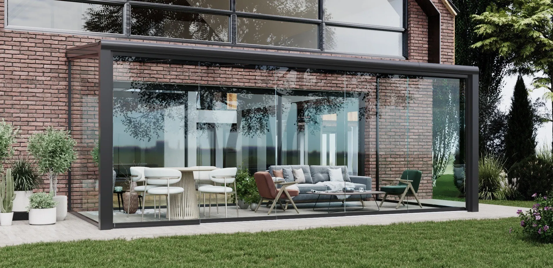 Serre met schuifwanden 3 rails